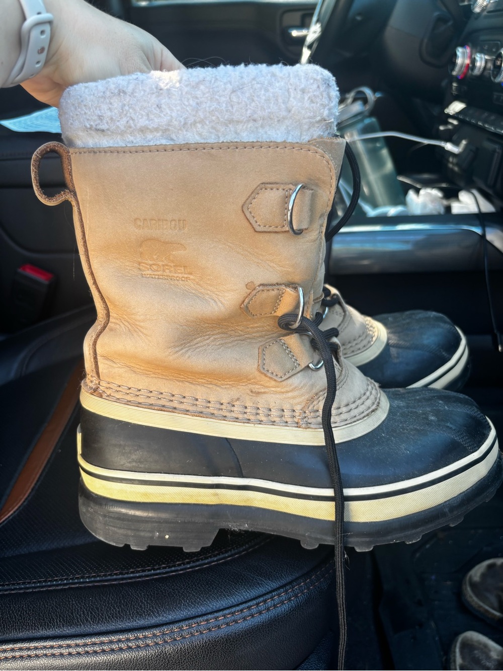 Sorel Kids Winter Lace-Up Boots in Tan and Black